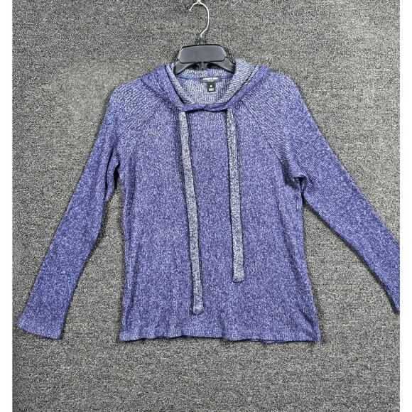 Kenneth Cole New York Sweater Womens Medium Blue Hooded Pullover Long Sleeve - Picture 5 of 8